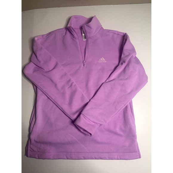 adidas Tops - Adidas Sweatshirt Women's S (8-10) Purple Fleece‎ Lined Long Sleeve Quarter Zip